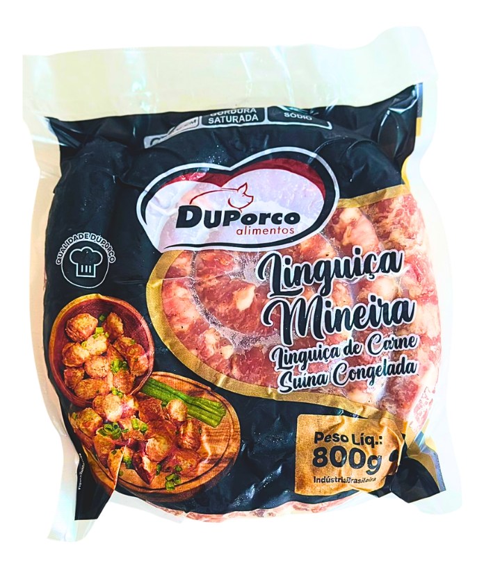 Embalagem da Linguiça Mineira DuPorco, 800g